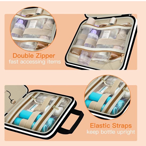 Travel Toiletry Bag, Water-Resistant Hanging Cosmetic Bag, Travel Access handbag - Picture 7 of 8